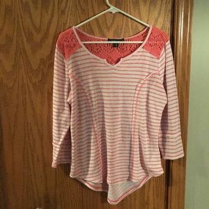 Crochet Back V-Neck Tunic